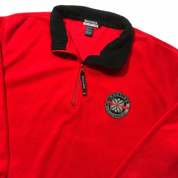 Vtg Nautica Competition Fleece Red Sz XL - Picture 2 of 4